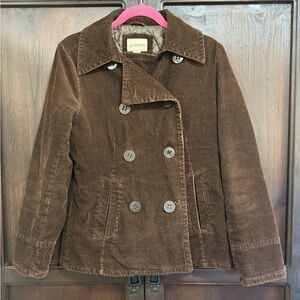 St. John's Bay Brown Corduroy Pea Coat Vintage Women’s size Small